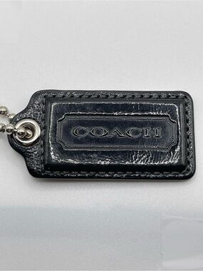 Coach Black Patent Leather Hang Tag with Ball Chain
